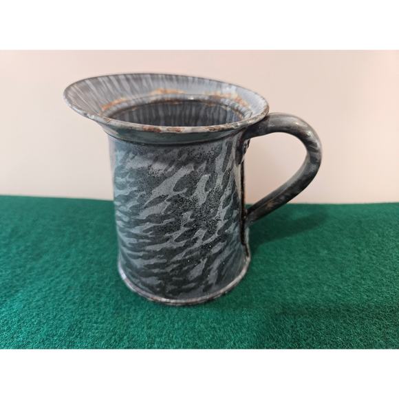 Antique Gray Enamelware Graniteware 3 1/2” Small Creamer / Syrup Pitcher - Picture 1 of 10